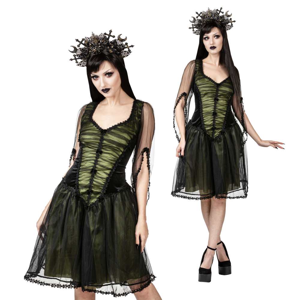 Sinister - 1212 Mini robe - Noir/Olive verte